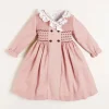 Dresses | Dresses | Pepa London Hand Smocked Double Breasted Long Sleeve Dress in Pink (12mths-10yrs)