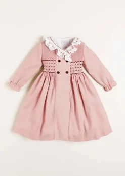 Dresses | Dresses | Pepa London Hand Smocked Double Breasted Long Sleeve Dress in Pink (12mths-10yrs)