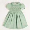 Dresses | Dresses | Pepa London Hand Smocked Peter Pan Collar Short Sleeve Dress in Green (12mths-10yrs)