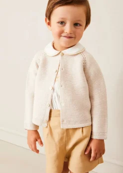Two-piece Sets | Pepa London Hand Smocked Peter Pan Collar Short Sleeve Two Piece Set in Beige (18mths-6yrs)