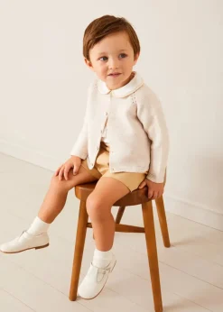 Two-piece Sets | Pepa London Hand Smocked Peter Pan Collar Short Sleeve Two Piece Set in Beige (18mths-6yrs)