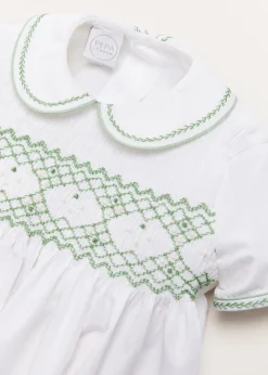 Two-piece Sets | Pepa London Hand Smocked Peter Pan Collar Short Sleeve Two Piece Set in Green (18mths-6yrs)