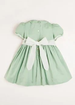Dresses | Dresses | Pepa London Hand Smocked Peter Pan Collar Short Sleeve Dress in Green (12mths-10yrs)