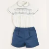 Two-piece Sets | Pepa London Hand Smocked Short Sleeve Two Piece Set in Royal Blue (18mths-5yrs)