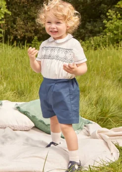 Two-piece Sets | Pepa London Hand Smocked Short Sleeve Two Piece Set in Royal Blue (18mths-5yrs)