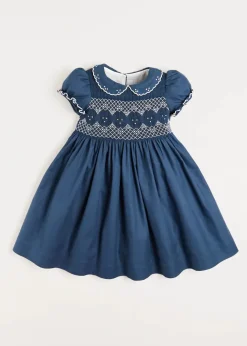 Dresses | Dresses | Pepa London Hand Smocked Shortsleeve Dress in Royal Blue (12mths-10yrs)