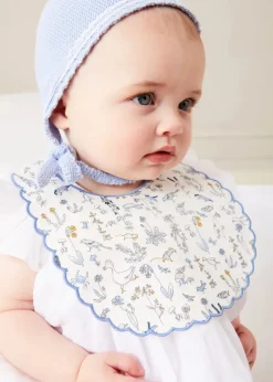 Lookbooks | Pepa London Hand Smocked Sleeveless Romper in White (3-18mths) | Openwork Detail Baby Cardigan in Blue (1-12mths) | Lace Detail Knitted Bonnet in Blue (1-6mths) | Ellis Rounded Bib with Embroidery in Blue Made with Liberty Fabric | Lace Detail Knitted Booties in Blue | Ellis Dummy Clip in Blue Made with Liberty Fabric | My First Bunny in a Box - Blue