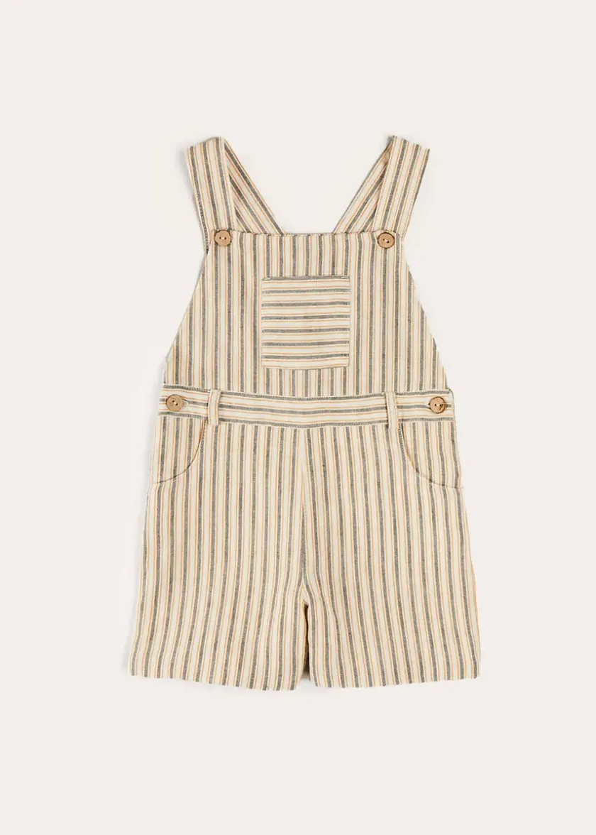 Dungarees & Rompers | Bloomers, Shorts & Trousers | Pepa London Holland Striped Pocket Front Dungarees in Green (18mths-4yrs)