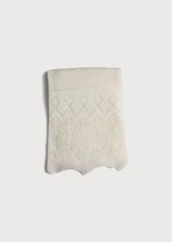 Gifting | Knitted Accessories | Pepa London Intricate Openwork Fine Merino Wool Shawl in Cream