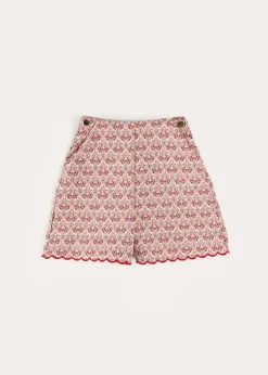 Up To 12 Years | Skirts & Shorts | Pepa London Iris Jacquard Button Detail Shorts in Red (4-12yrs)