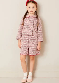 Up To 12 Years | Skirts & Shorts | Pepa London Iris Jacquard Button Detail Shorts in Red (4-12yrs)
