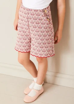 Up To 12 Years | Skirts & Shorts | Pepa London Iris Jacquard Button Detail Shorts in Red (4-12yrs)
