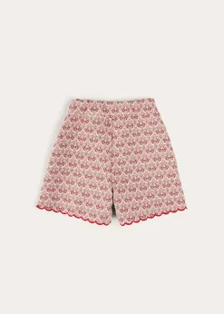Up To 12 Years | Skirts & Shorts | Pepa London Iris Jacquard Button Detail Shorts in Red (4-12yrs)