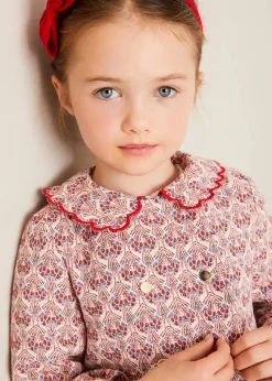 Up To 12 Years | Coats & Jackets | Pepa London Iris Jacquard Statement Collar Jacket in Red (4-12yrs)