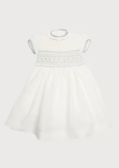 Dresses | Dresses | Pepa London Ivory Hand Smocked Occasion Dress with Blue Details (6mths-8yrs)
