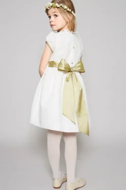 Dresses | Dresses | Pepa London Ivory Hand Smocked Occasion Dress with Green Details (6mths-8yrs)