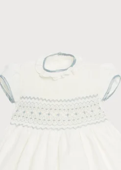 Dresses | Dresses | Pepa London Ivory Hand Smocked Occasion Dress with Blue Details (6mths-8yrs)