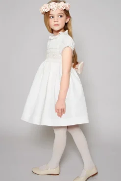 Dresses | Dresses | Pepa London Ivory Hand Smocked Occasion Dress with Pink Details (6mths-10yrs)