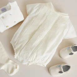 Dungarees & Rompers | Rompers | Pepa London Ivory Panelled Christening Romper (3mths-2yrs)