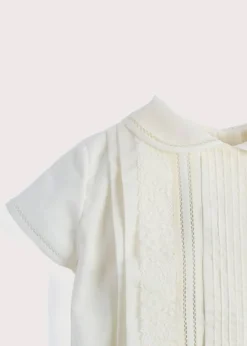 Dungarees & Rompers | Rompers | Pepa London Ivory Panelled Christening Romper (3mths-2yrs)