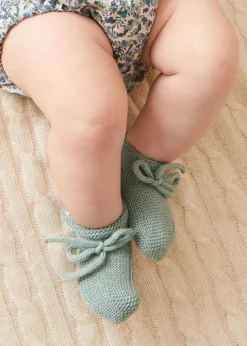 Knitted Booties | Bonnets & Booties | Pepa London Knitted Booties in Green