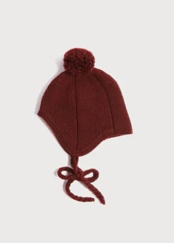 Knitwear & Cardigans | Hats | Pepa London Knitted Merino Wool Winter Bonnet in Burgundy (S-L)