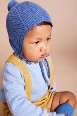 Knitwear & Cardigans | Hats | Pepa London Knitted Merino Wool Winter Bonnet in Blue (S-L)