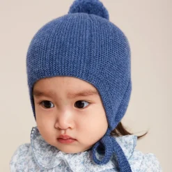 Knitwear & Cardigans | Hats | Pepa London Knitted Merino Wool Winter Bonnet in Blue (S-L)