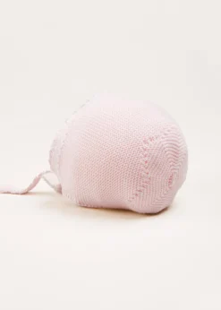 Bonnets & Booties | Bonnets, Booties & Mittens | Pepa London Lace Detail Knitted Bonnet in Pink (1-12mths)