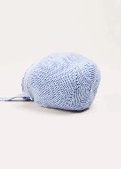 Bonnets & Booties | Bonnets & Booties | Pepa London Lace Detail Knitted Bonnet in Blue (1-6mths)