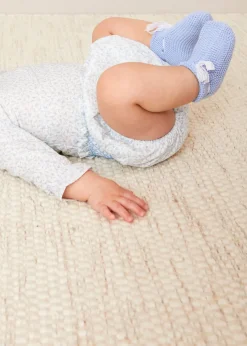 Knitted Booties | Bonnets & Booties | Pepa London Lace Detail Knitted Booties in Blue