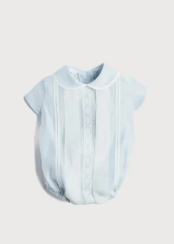 Dungarees & Rompers | Rompers | Pepa London Lace Detail Peter Pan Collar Romper in Pale Blue (3mths-2yrs)