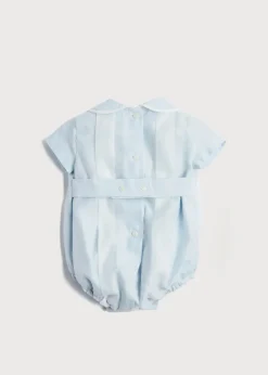 Dungarees & Rompers | Rompers | Pepa London Lace Detail Peter Pan Collar Romper in Pale Blue (3mths-2yrs)