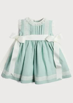Dresses | Dresses | Pepa London Lace Trim Ivory Bow Dress in Teal (6mths-5yrs)