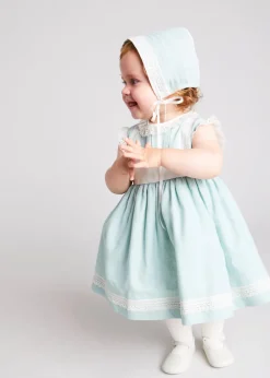 Dresses | Dresses | Pepa London Lace Trim Ivory Bow Dress in Teal (6mths-5yrs)
