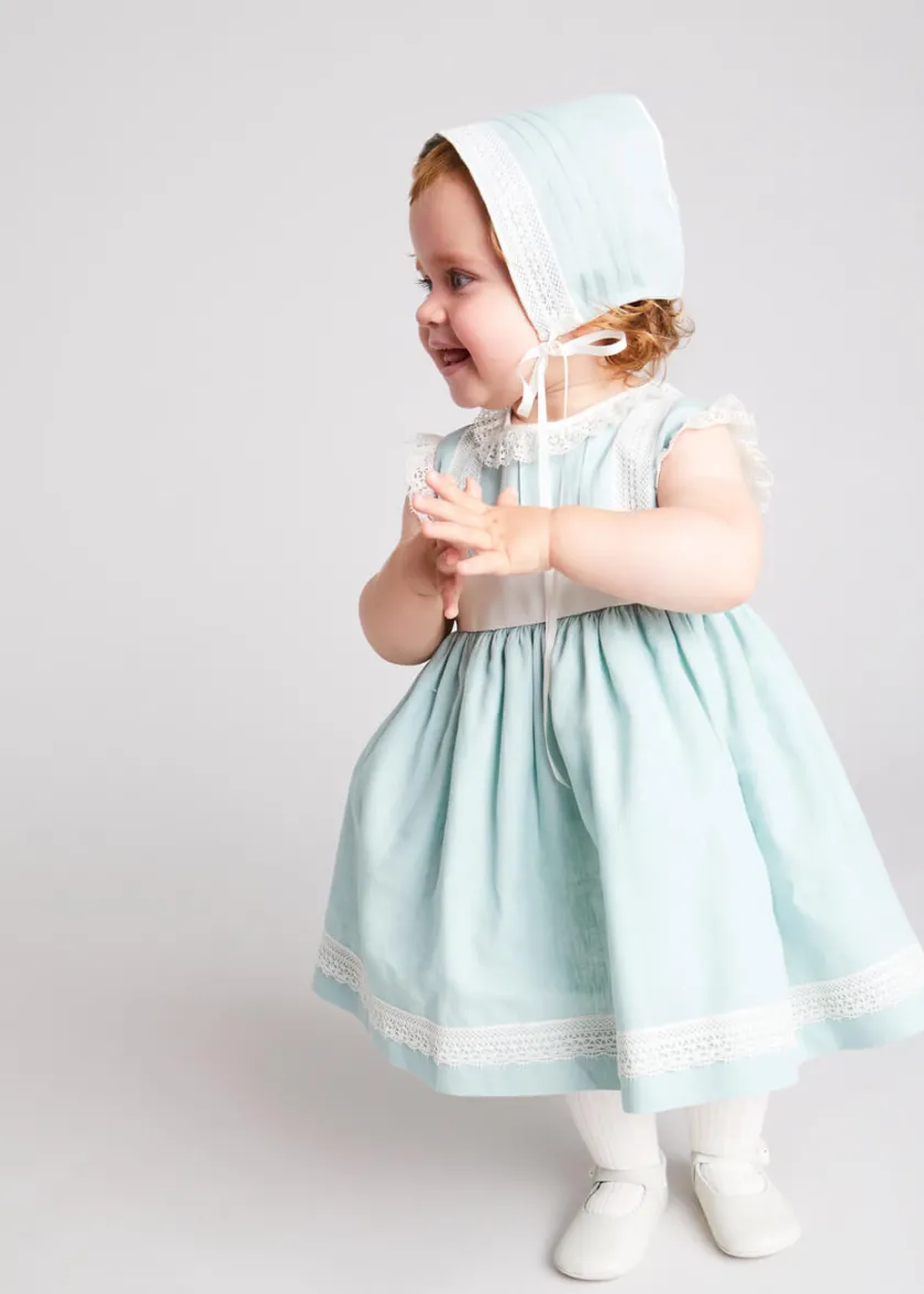 Dresses | Dresses | Pepa London Lace Trim Ivory Bow Dress in Teal (6mths-5yrs)