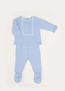 Knitwear & Cardigans | Baby Grows | Pepa London Lace Trim Knitted Set in Blue (1-12mths)