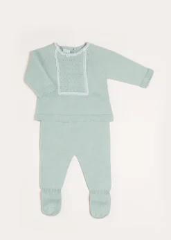 Knitwear & Cardigans | Baby Grows | Pepa London Lace Trim Knitted Set in Green (1-12mths)