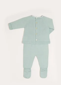 Knitwear & Cardigans | Baby Grows | Pepa London Lace Trim Knitted Set in Green (1-12mths)