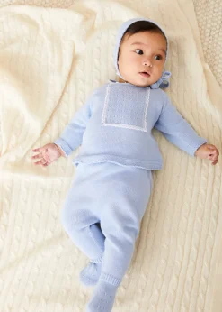 Knitwear & Cardigans | Baby Grows | Pepa London Lace Trim Knitted Set in Blue (1-12mths)