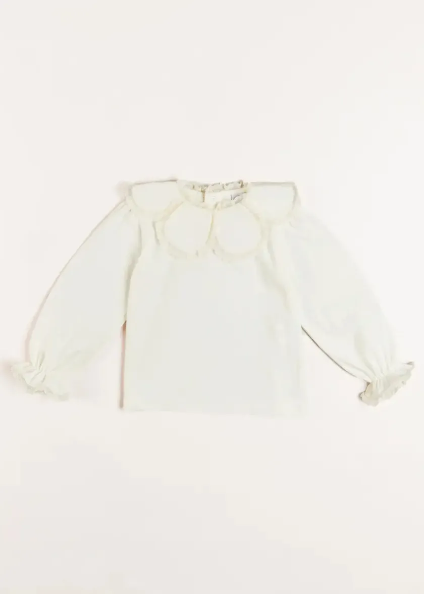 Tops & Blouses | Tops & Bodysuits | Pepa London Lace Trim Petal Collar Top in Cream (3-10yrs)