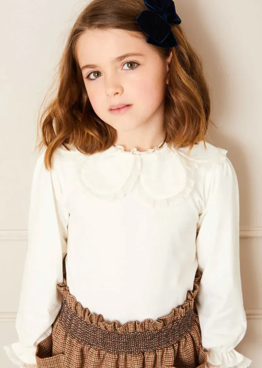 Tops & Blouses | Tops & Bodysuits | Pepa London Lace Trim Petal Collar Top in Cream (3-10yrs)