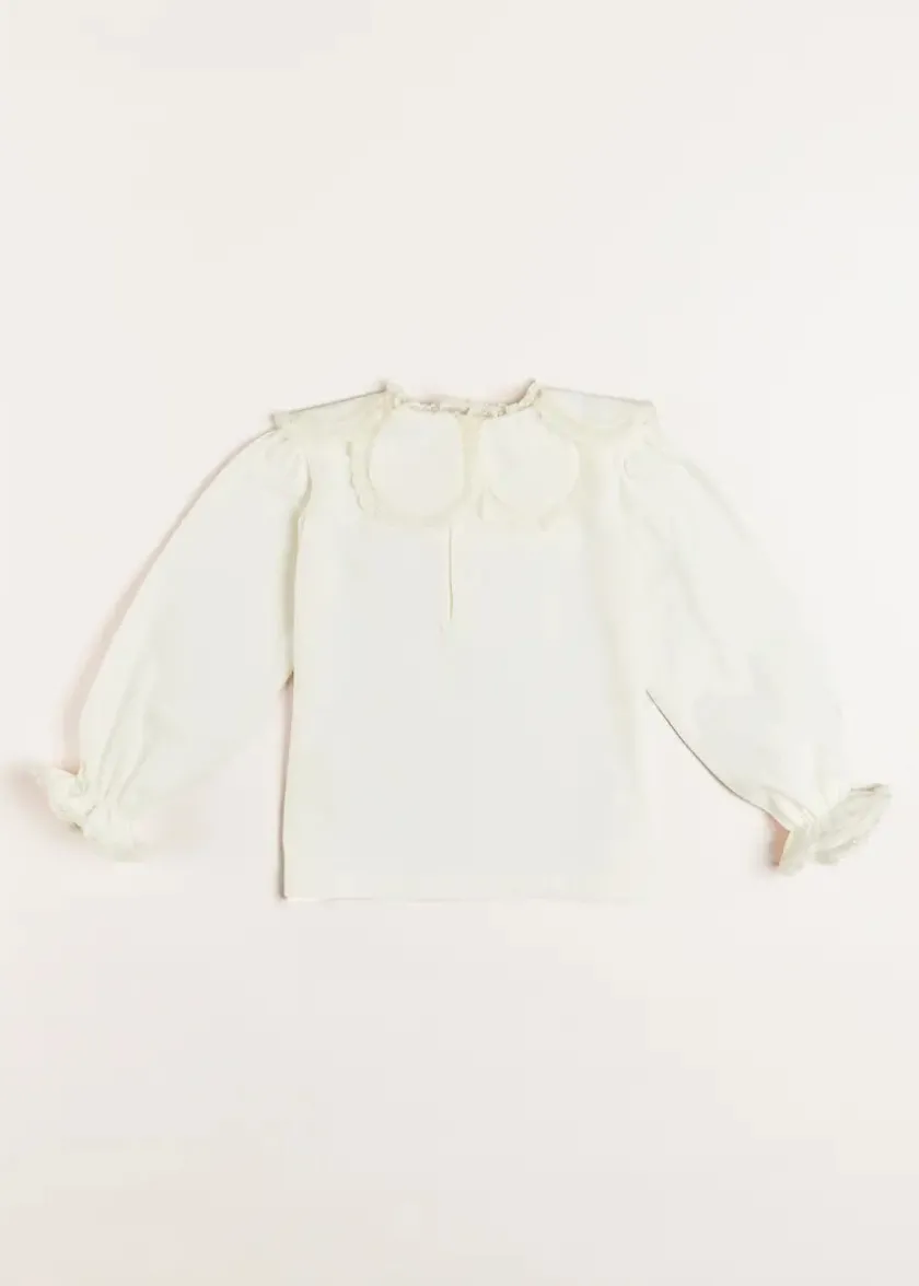 Tops & Blouses | Tops & Bodysuits | Pepa London Lace Trim Petal Collar Top in Cream (3-10yrs)