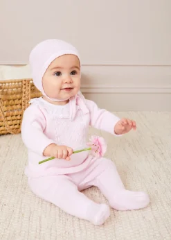 Baby Grows | Two-piece Sets | Pepa London Lace Trim Ruffle Collar Knitted Set in Pink (1-12mths)