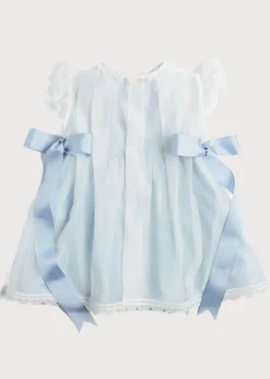 Dresses | Dresses | Pepa London Lace Trim Satin Bow Dress in Pale Blue (6mths-5yrs)