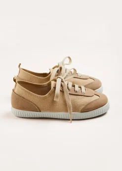 Lace Ups | Lace Ups & Boat Shoes | Pepa London Lace Up Plimsolls in Taupe (24-35EU)