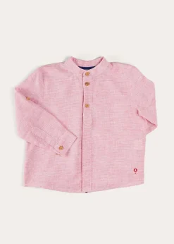 Tops & Shirts | Shirts | Pepa London Lawrence Striped Mao Collar Long Sleeve Shirt in Red (18mths-10yrs)