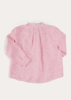 Tops & Shirts | Shirts | Pepa London Lawrence Striped Mao Collar Long Sleeve Shirt in Red (18mths-10yrs)