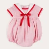 Rompers | Rompers | Pepa London Lawrence Striped Mariner Collar Short Sleeve Romper in Red (6mths-3yrs)