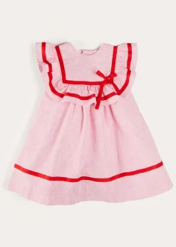 Dresses | Dresses | Pepa London Lawrence Striped Ruffle Bib Sleeveless Dress in Red (12mths-8yrs)